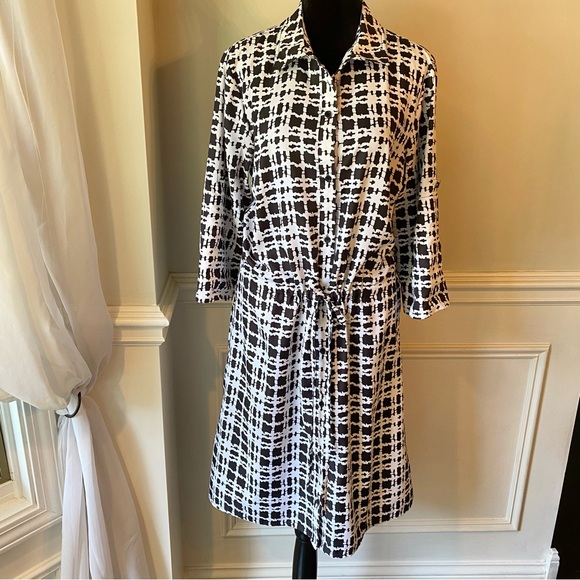 Calvin Klein Geometric Button-Down Shirt Dress - Picture 1 of 6